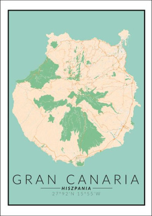 Gran Canaria mapa kolorowa - plakat 21x29,7 cm
