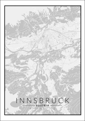 Innsbruck mapa czarno biała - plakat 59,4x84,1 cm