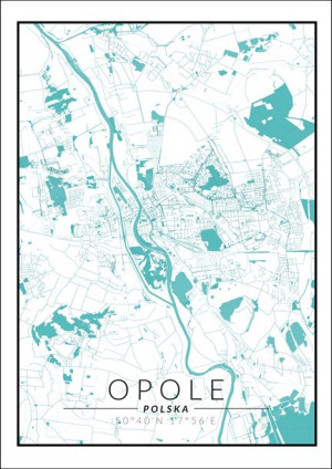 Opole mapa blue - plakat 20x30 cm