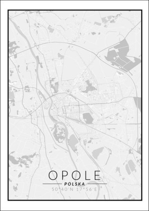 Opole mapa czarno biała - plakat 30x40 cm