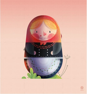 Śląska Matrioszka - plakat 30x30 cm