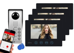 Wideodomofon czterorodzinny VDA-94A3 + 4x VDA-40A3 WiFi, czarny monitor, cz