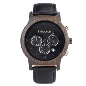Zegarek drewniany Niwatch CHRONO - HEBAN - na pasku