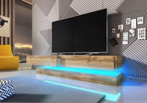 Szafka wisząca RTV FLY 140 cm dąb wotan + LED