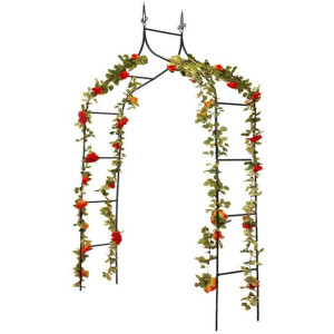 Pergola ogrodowa łukowa drabinka metalowa na kwiaty róże pnącza 150x240 cm