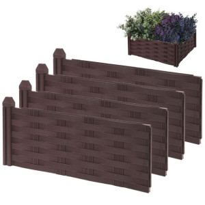 Palisada płotek ogrodowy brązowy 45x18 cm zestaw komplet 4 sztuki