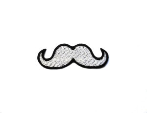 Naszywka haftowana białe wąsy White Moustache