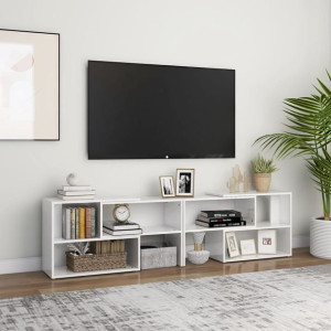 Lumarko Szafka pod TV, biała, wysoki połysk, 149x30x52 cm