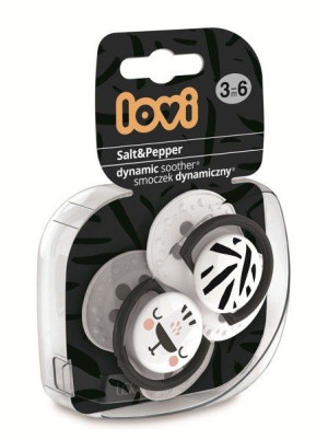 Lovi Smoczek uspokajający dynamiczny 3-6 m Salt&Pepper 2 szt 22/878
