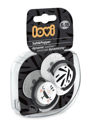 Lovi Smoczek uspokajający dynamiczny 3-6 m Salt&Pepper 2 szt 22/879