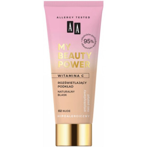 AA BEAUTY POWER Rozświetlający podkład 02 Nude 30ml