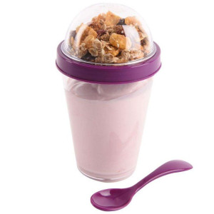 Pojemnik kubek na jogurt musli sałatkę z łyżeczką 330 ml