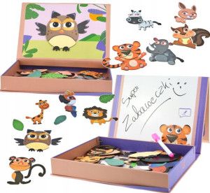 Tablica Magnetyczna Suchościeralna Układanka Puzzle Zwierzątka Zwierzęta 54