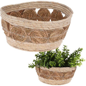 Osłonka na kwiaty roślinę doniczkę pleciona kwietnik koszyk boho 28 cm