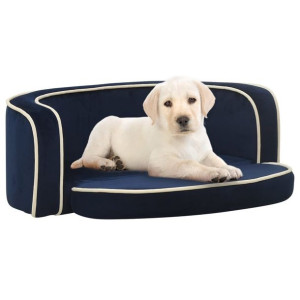 Lumarko Rozkładana sofa dla psa, niebieska, 73x67x26 cm, pluszowa