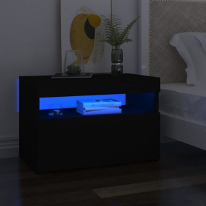 Lumarko Szafki nocne z oświetleniem LED, 2 szt., czarne, 60x35x40 cm