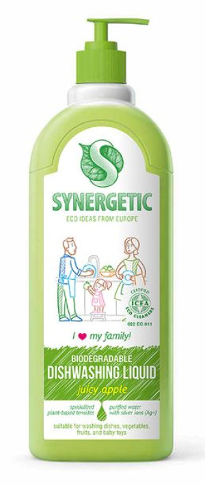 SYNERGETIC Certyfikowany Biodegradowalny żel do mycia naczyń JABŁUSZKO 1 l