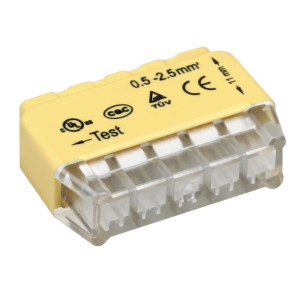 Złączka instalacyjna wciskana 5-przewodowa  na drut 0,75-2,5mm?  IEC 300V/2