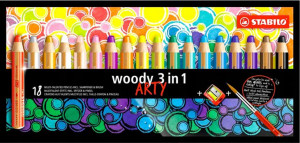 Kredki Stabilo Woody 3In1 Arty 18 Sztuk + Temperówka