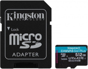 Kingston microSDXC Canvas Go Plus 512GB 170R A2 U3