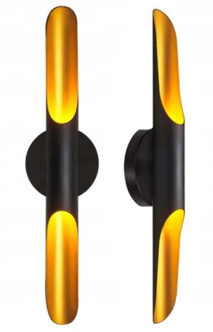 Lampa Ścienna Kinkiet Tube Tuba Czarna Złota 60cm