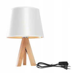 Lampka Nocna Stojąca Stołowa Biała Loft Abażur