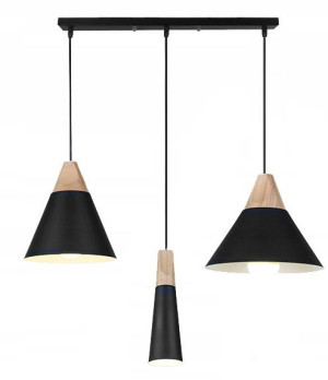 Lampa Wisząca Drewno Loft Industrial Scandi 3 Cp