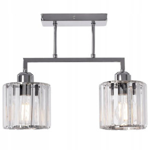 Lampa Sufitowa Wisząca Metal Chrom Kryształ E27