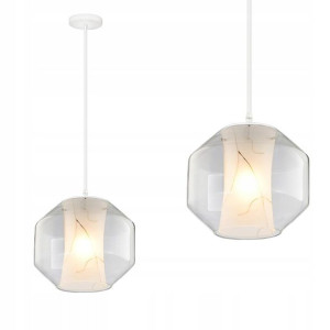 Lampa Sufitowa Wisząca Kula Szklana Marble Biała