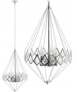 Lampa Wisząca Kryształowa Chrom Diament Żyrandol