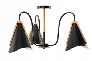 Czarna Lampa Sufitowa 3 Ramiona Metal Skandynawska