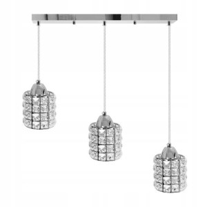 Lampa Wisząca 3 Kryształowa Chromowana Glamour