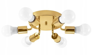Lampa Sufitowa Plafon Reflektor Metal Round Gold
