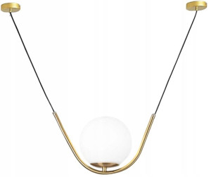Lampa Sufitowa Wisząca Szklana Kula Biała Złota