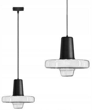 Szklana Czarna Metalowa Lampa Sufitowa Wisząca Led