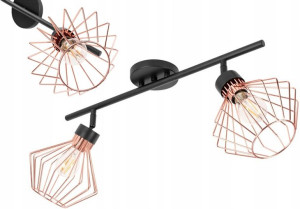 Lampa Sufitowa Wisząca Metalowa 2 Klosze Złota Róż