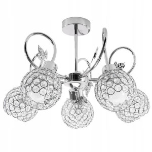 Lampa Sufitowa Wisząca Luxury Liść Kryształ Chrome