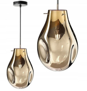 Lampa Sufitowa Wisząca Szkło E27 60w Bursztynowa