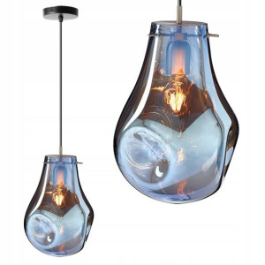 Lampa Sufitowa Wisząca Szkło E27 60w Niebieska