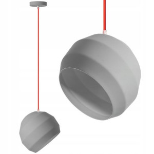 Szara Czerwona Lampa Sufitowa Metalowa Kula E27