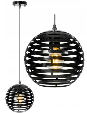 Lampa Sufitowa Metalowa Okrągła Kula Czarna Loft