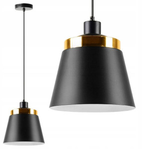 Czarna Lampa Wisząca Metalowa Złota Black Gold