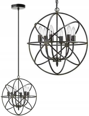 Lampa Metal Industrial Wisząca Loft Czarna Kula