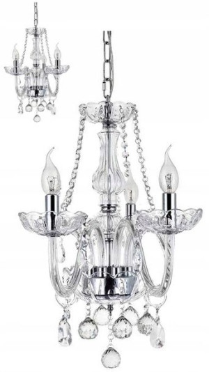 Lampa Kryształowa Wisząca Żyrandol Glamour Szkło 3