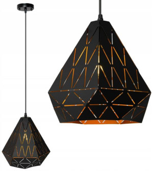 Lampa Sufitowa Wisząca Geometryczna Loft Czarna