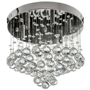Lampa Kryształowa Sufitowa Plafon Chrom Kryształ