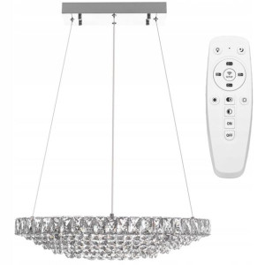 Lampa Kryształowa Owal Sufitowa Plafon Chrom 60 Cm