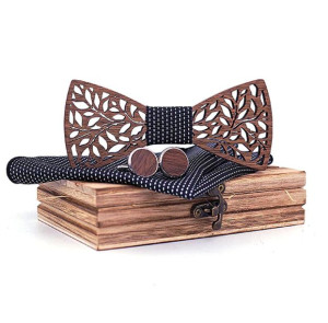 Drewniana muszka + spinki + poszetka Niwatch T41