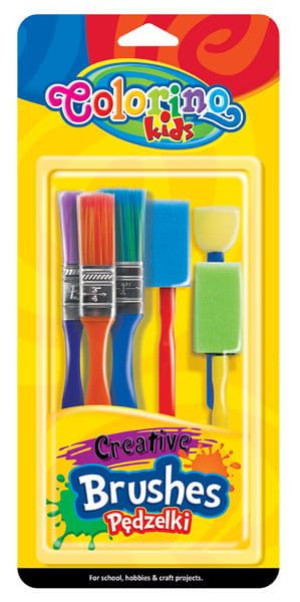 Zestaw pędzelków z włosiem i gąbką 6 szt. Colorino Kids 39031