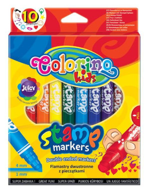 Flamastry dwustronne z pieczątkami 10 kolorów COLORINO KIDS